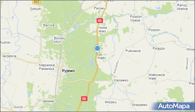 mapa Mątki, Mątki gmina Ryjewo na mapie Targeo