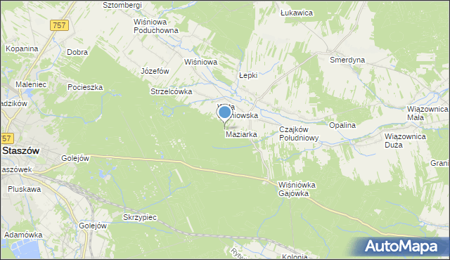 mapa Maziarka, Maziarka gmina Staszów na mapie Targeo