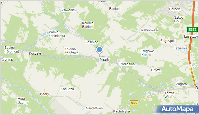 mapa Maziły, Maziły na mapie Targeo