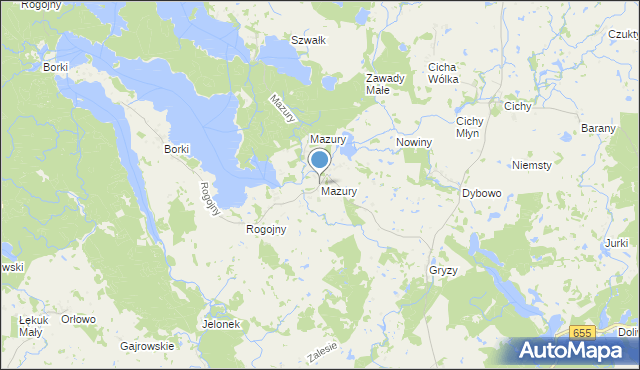 mapa Mazury, Mazury gmina Świętajno na mapie Targeo