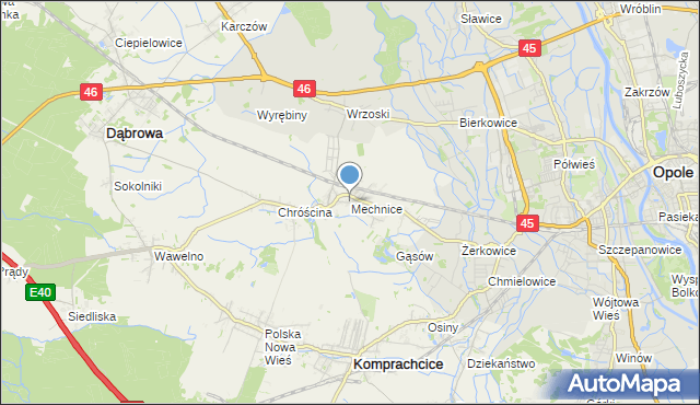 mapa Mechnice, Mechnice gmina Dąbrowa na mapie Targeo