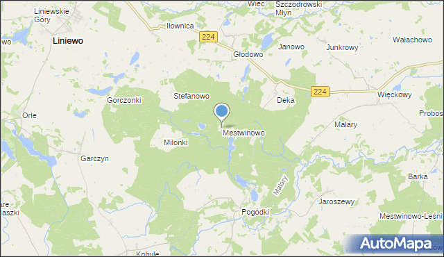 mapa Mestwinowo, Mestwinowo na mapie Targeo