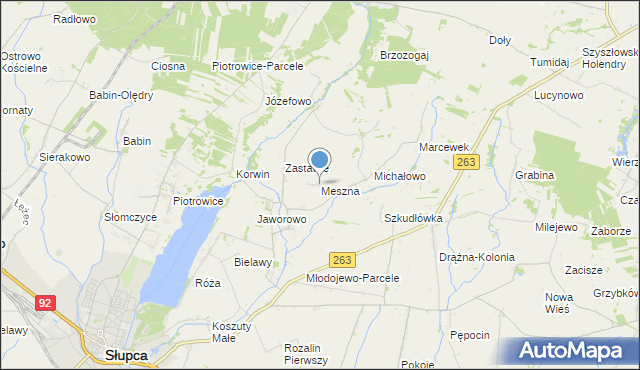 mapa Meszna, Meszna gmina Słupca na mapie Targeo