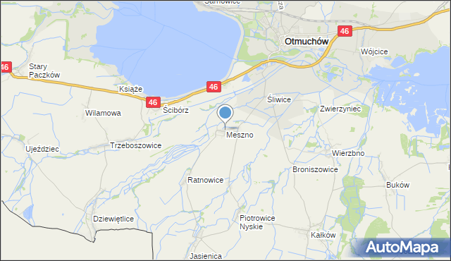 mapa Meszno, Meszno gmina Otmuchów na mapie Targeo