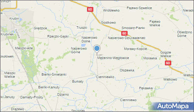 mapa Mężenino-Węgłowice, Mężenino-Węgłowice na mapie Targeo