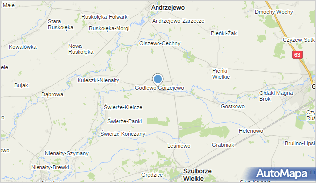 mapa Mianowo, Mianowo gmina Andrzejewo na mapie Targeo