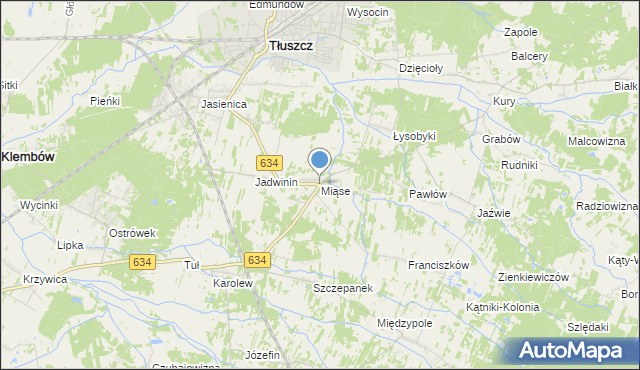 mapa Miąse, Miąse na mapie Targeo