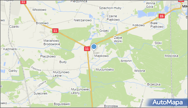 mapa Miąskowo, Miąskowo gmina Krzykosy na mapie Targeo