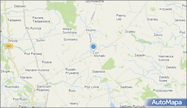 mapa Michałki, Michałki gmina Świedziebnia na mapie Targeo
