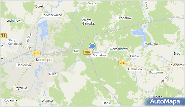 mapa Michałów, Michałów gmina Koniecpol na mapie Targeo
