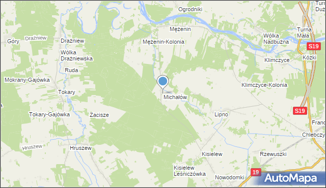 mapa Michałów, Michałów gmina Platerów na mapie Targeo