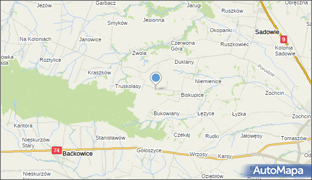 mapa Michałów, Michałów gmina Sadowie na mapie Targeo