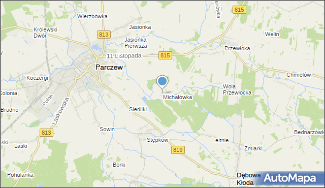 mapa Michałówka, Michałówka gmina Parczew na mapie Targeo