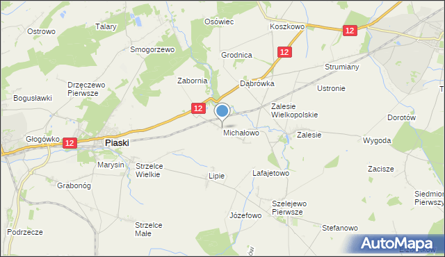 mapa Michałowo, Michałowo gmina Piaski na mapie Targeo