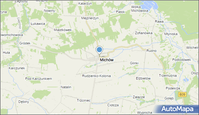 mapa Michów, Michów powiat lubartowski na mapie Targeo