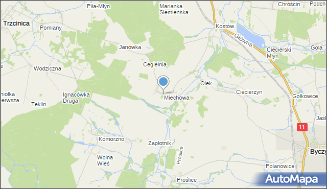 mapa Miechowa, Miechowa na mapie Targeo