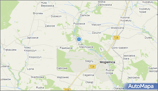 mapa Miechowice, Miechowice gmina Mogielnica na mapie Targeo