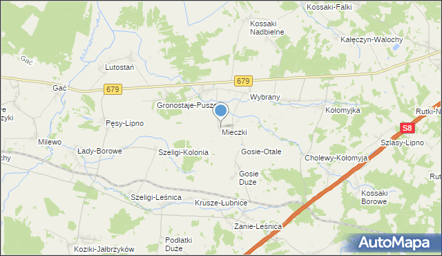 mapa Mieczki, Mieczki gmina Rutki na mapie Targeo