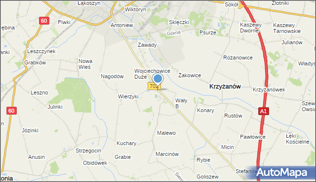 mapa Mieczysławów, Mieczysławów gmina Krzyżanów na mapie Targeo