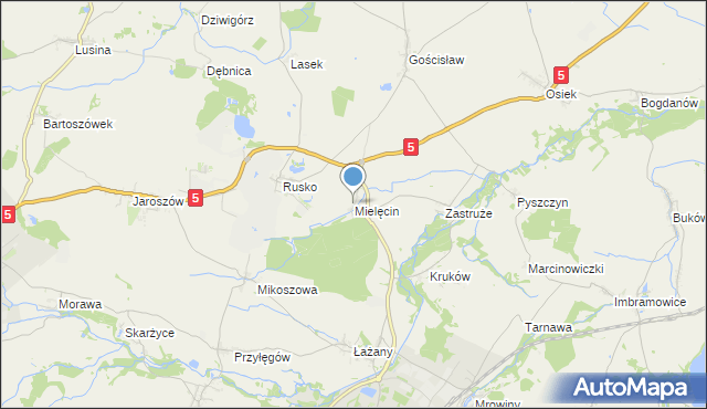 mapa Mielęcin, Mielęcin gmina Żarów na mapie Targeo