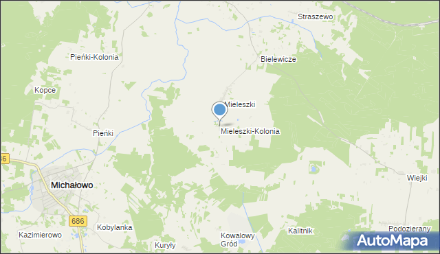 mapa Mieleszki-Kolonia, Mieleszki-Kolonia na mapie Targeo