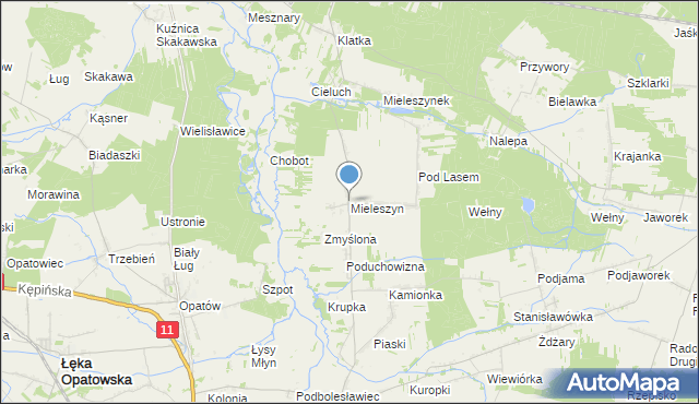 mapa Mieleszyn, Mieleszyn gmina Bolesławiec na mapie Targeo