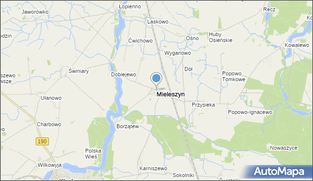 mapa Mieleszyn, Mieleszyn powiat gnieźnieński na mapie Targeo