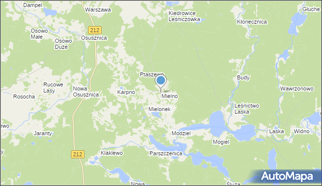 mapa Mielno, Mielno gmina Lipnica na mapie Targeo