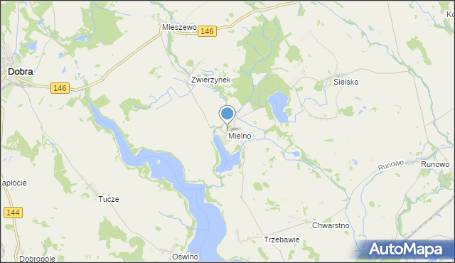 mapa Mielno, Mielno gmina Węgorzyno na mapie Targeo