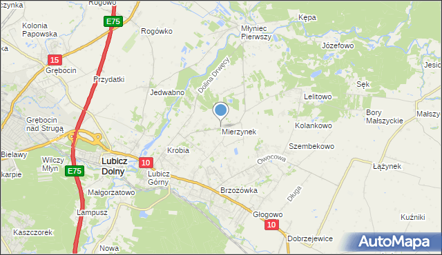 mapa Mierzynek, Mierzynek gmina Lubicz na mapie Targeo