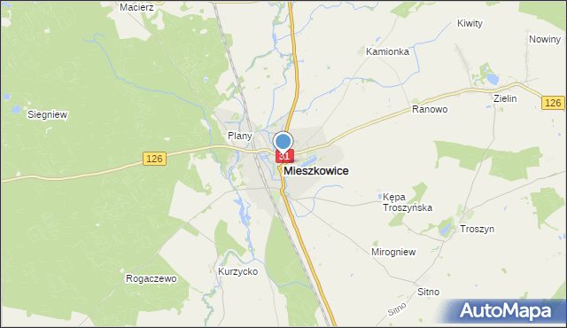 mapa Mieszkowice, Mieszkowice powiat gryfiński na mapie Targeo