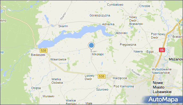 mapa Mikołajki, Mikołajki gmina Kurzętnik na mapie Targeo