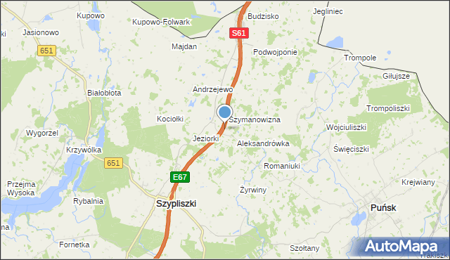 mapa Mikołajówka, Mikołajówka gmina Szypliszki na mapie Targeo