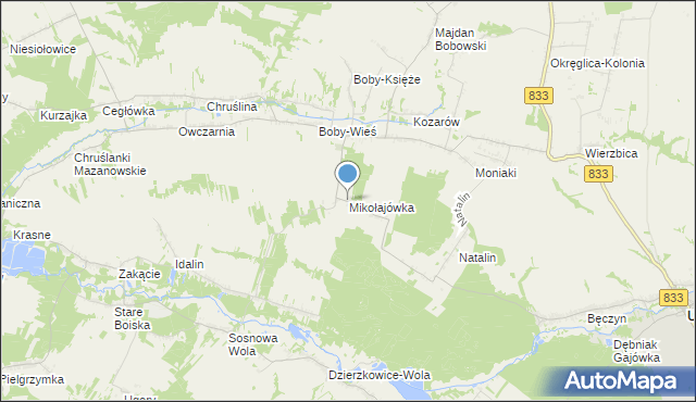 mapa Mikołajówka, Mikołajówka gmina Urzędów na mapie Targeo