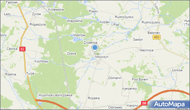 mapa Mikorzyn, Mikorzyn gmina Kępno na mapie Targeo