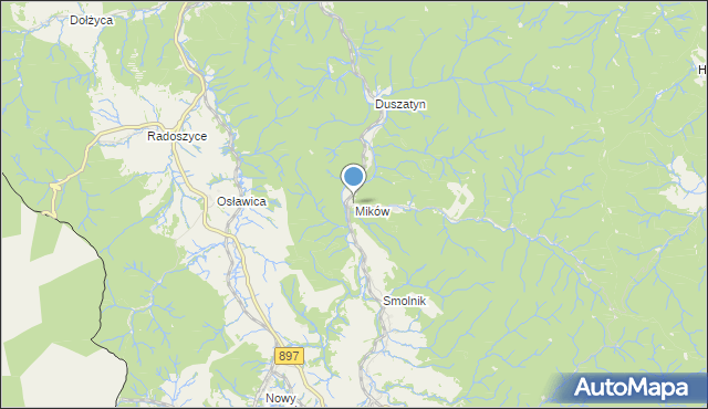 mapa Mików, Mików gmina Komańcza na mapie Targeo