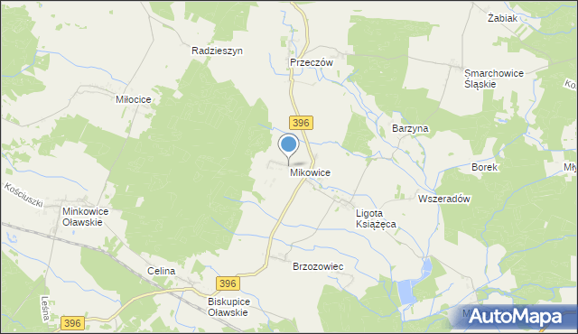 mapa Mikowice, Mikowice gmina Namysłów na mapie Targeo