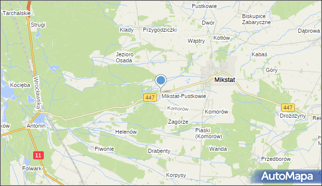 mapa Mikstat-Pustkowie, Mikstat-Pustkowie na mapie Targeo