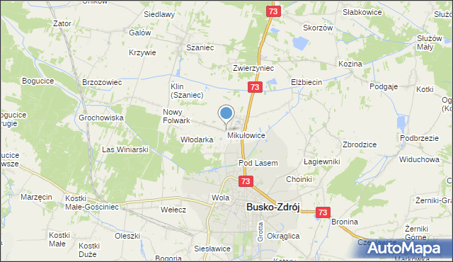 mapa Mikułowice, Mikułowice gmina Busko-Zdrój na mapie Targeo