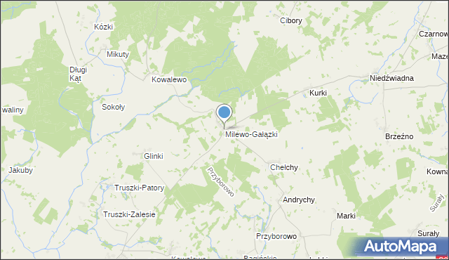 mapa Milewo-Gałązki, Milewo-Gałązki na mapie Targeo