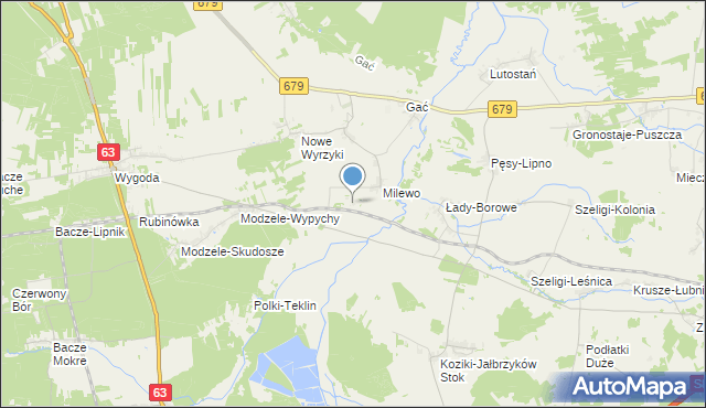 mapa Milewo-Kolonia, Milewo-Kolonia na mapie Targeo
