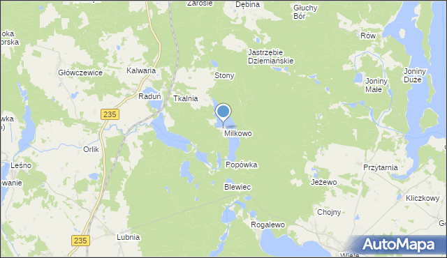 mapa Milkowo, Milkowo na mapie Targeo