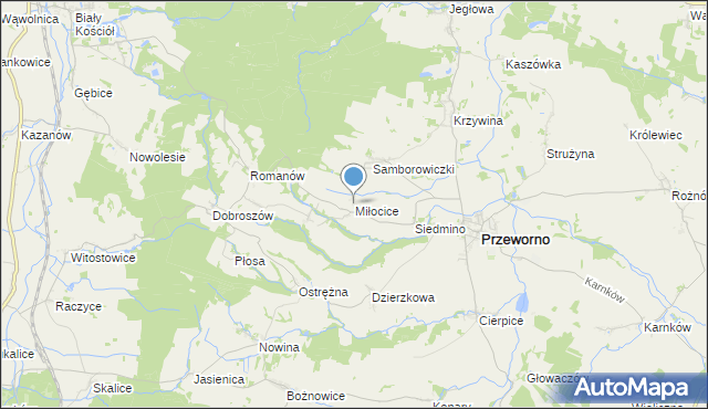 mapa Miłocice, Miłocice gmina Przeworno na mapie Targeo