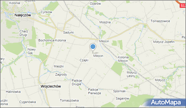 mapa Miłocin, Miłocin gmina Wojciechów na mapie Targeo