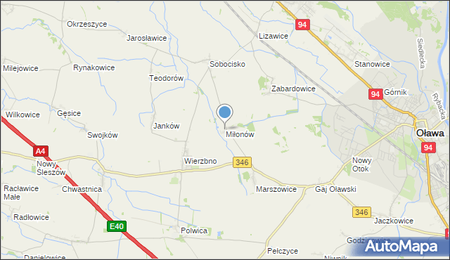 mapa Miłonów, Miłonów na mapie Targeo