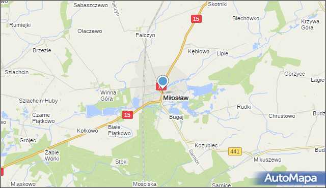 mapa Miłosław, Miłosław powiat wrzesiński na mapie Targeo