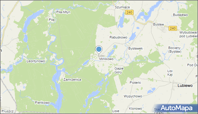 mapa Minikowo, Minikowo gmina Lubiewo na mapie Targeo