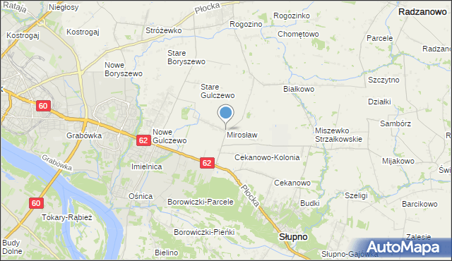 mapa Mirosław, Mirosław gmina Słupno na mapie Targeo