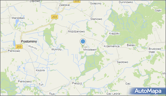 mapa Mirosławin, Mirosławin na mapie Targeo