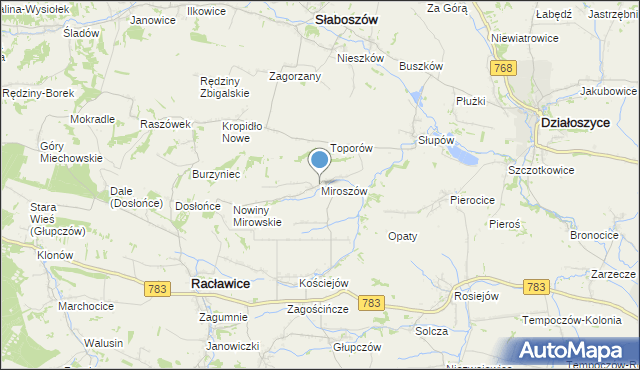 mapa Miroszów, Miroszów na mapie Targeo